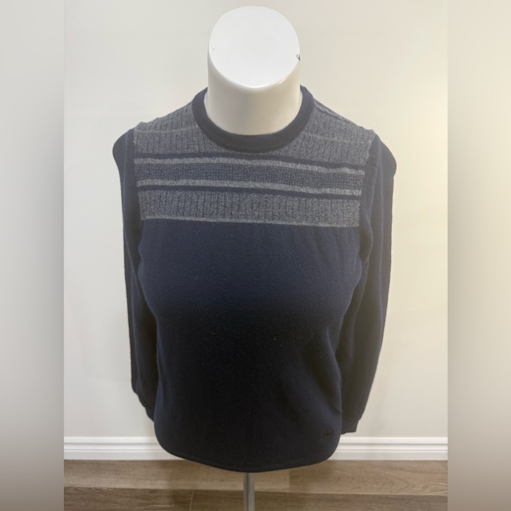 Salvatore Ferragamo Navy and Gray Wool Sweater